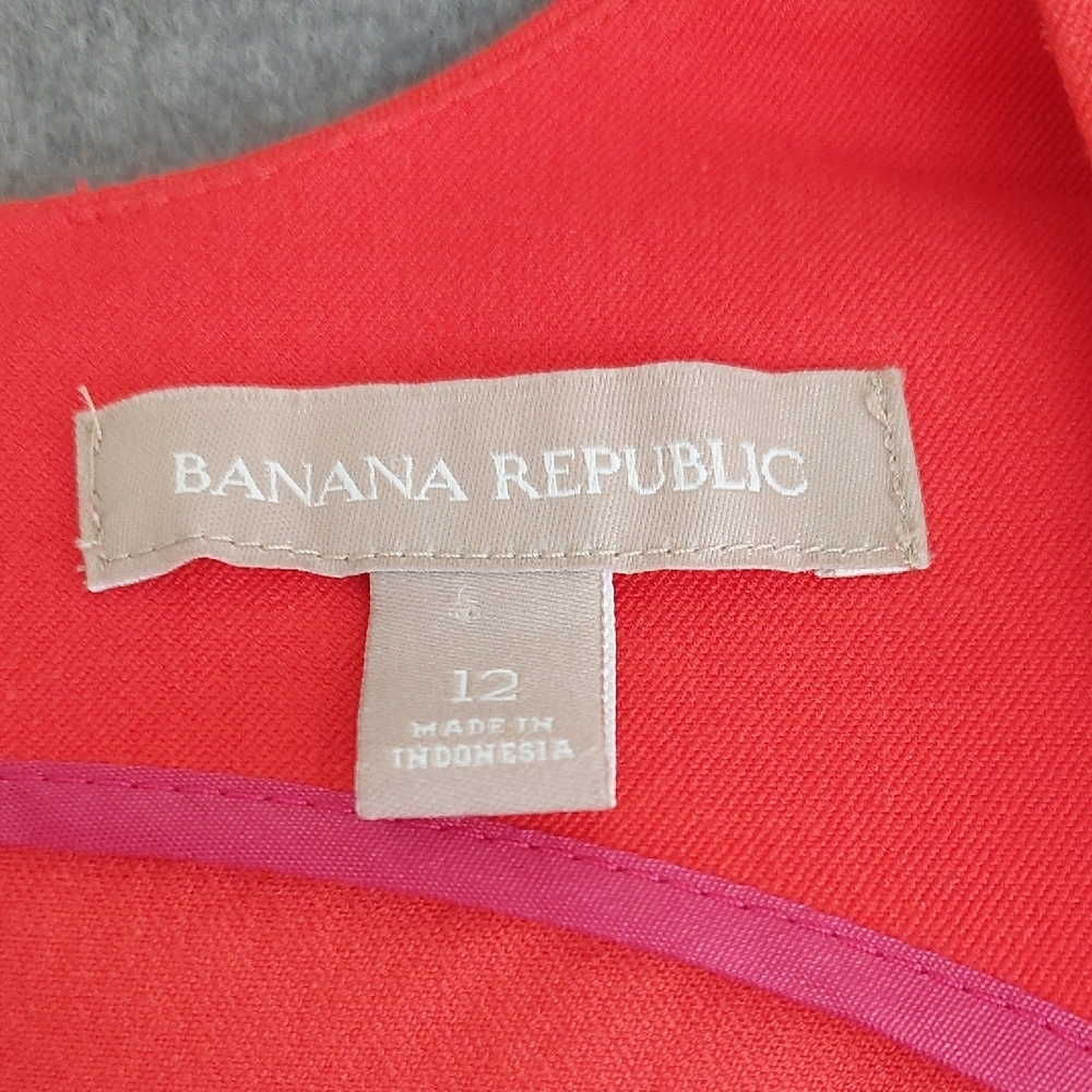 Banana Republic Red Square Neck Sheath Dress Size 12 Cap Sleeve Professional - Picture 3 of 9